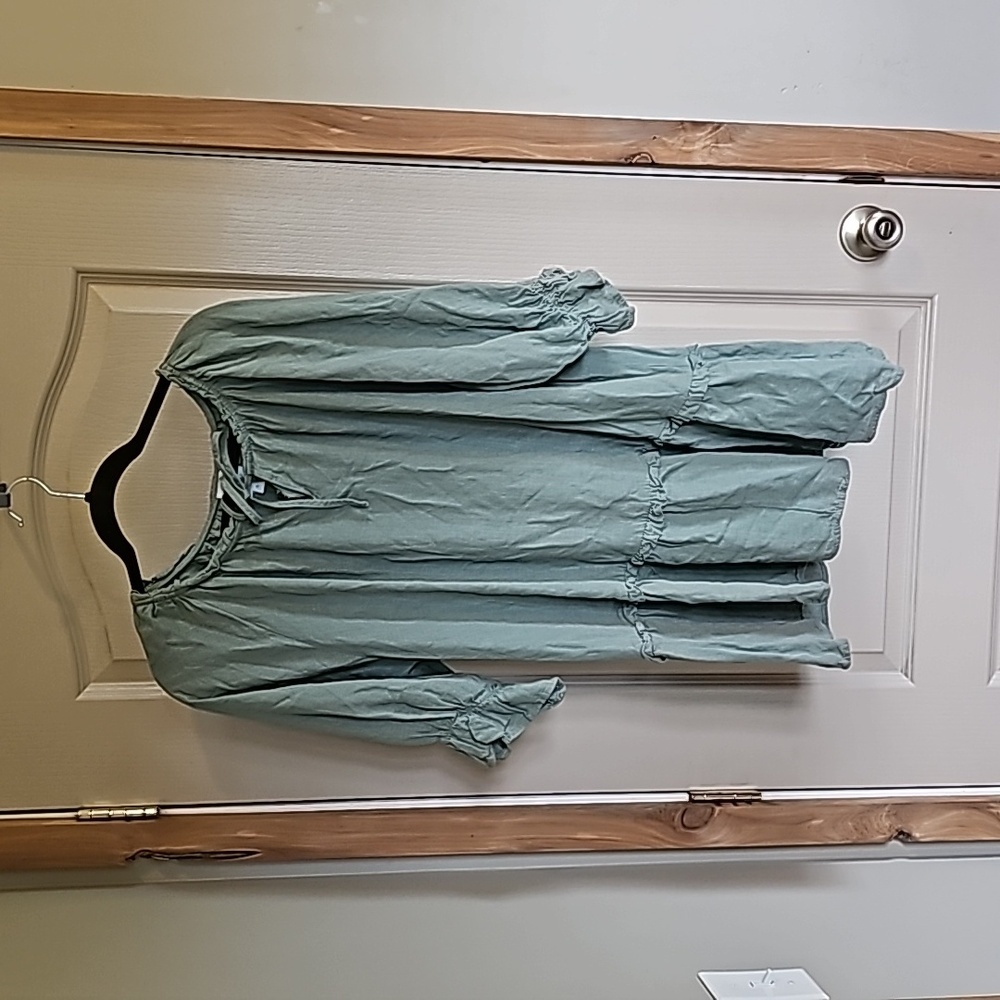 Shop The Mint Always In The Lead Olive Green Linen Dress - Picture 2 of 5